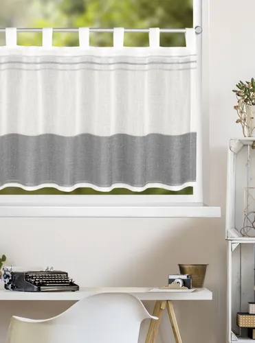 HOMING Panneaux Cintia, Schlaufen, halbtransparent, Fertigschal grau - Gardinen mit eleganten Schlaufen, halbtransparent und pflegeleicht aus 100% Polyester, ideal für stilvolle Wohnräume.