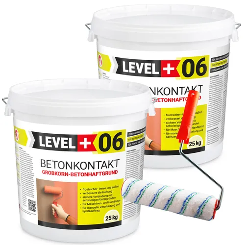 Betonkontakt Haftbrücke Putzgrund 50Kg - Optimaler Haftvermittler für glatte Flächen - Grundierung für Beton und Keramik, sorgt für hohen Haftvermögen und schützt vor schädlichen Substanzen. Inklusive Mikrofaser Farbroller für einfaches Auftragen.