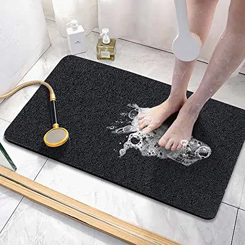 Asvin Weiche, strukturierte Badematte, ca. 60 x 40 cm, phthalatfrei, rutschfeste Komfort-Badewannenmatten mit Ablauföffnungen, PVC-Luffa-Badezimmermatte für Nassbereiche, schnell trocknend