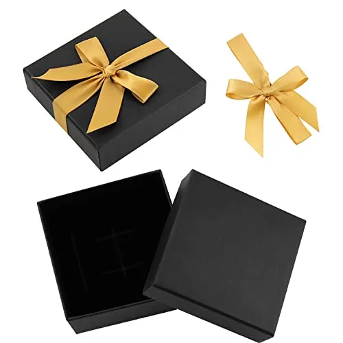 BANTI Geschenkschachtel Schmuckschatulle Schwarz Schmuck Geschenkboxen Karton mit Deckel Matt Pappschachteln Schmuckdose Klein mit Samt gefüllt Für Ring Halskette Geschenke Display 2 Stück