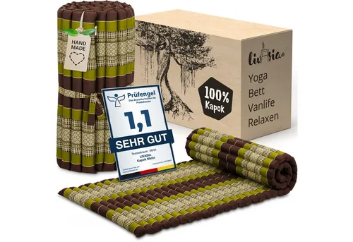 Reisebett-Matratzen Rollmatte 75 cm breit, vegan und handgefertigt, 200x75x4,5cm, livasia, 4.5 cm hoch, Kapok
