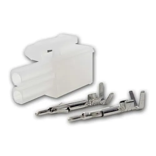 10er Pack AMP-Stecker 2-polig, mit Crimpkontakten aus verzinnten Kupfer, weißes Kunststoffgehäuse, Gehäuse mit Arretierung für Zusammenhalt