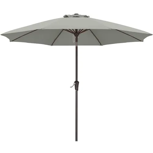 ABCCANOPY Sonnenschirm 270 cm, Strandschirm, Beidseitig um 30° knickbar, UPF 50+, Wasser- und Winddicht, Stabil, für Terrasse, Balkon, Markt... Hellgrau