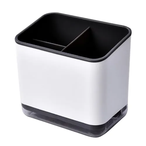 Greyoe Küchenutensilienhalter, Utensilienhalter, Multifunktions-Besteckregal mit 3 Fächern zum Abtropfen von Besteck (Schwarz)