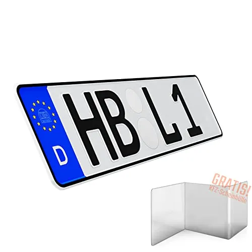 Stück KFZ Kennzeichen 38cm x 11cm Nummernschild 380mm x 110mm Wunschkennzeichen DIN zertifiziert Autokennzeichen auch für Fahrradträger Anhänger LKW Wunschprägung amtliches Kennzeichen Autoschild 1