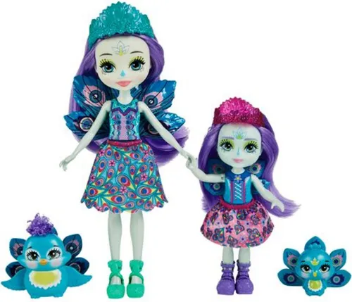 Mattel HCF83 - Enchantimals - 2er Pack, Patter Peacock und Piepa Peacock mit Tierfreunden