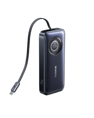 Baseus EnerCore Powerbank 10000mAh mit Einziehbarem USB-C Kabel - Ladegeräte & Dockingstationen, praktische 10000mAh Powerbank mit 45W USB-C und einziehbarem 60cm Kabel für maximale Mobilität.