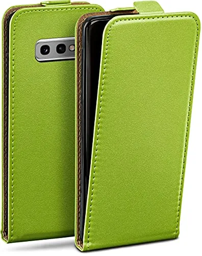moex Flip Case für Samsung Galaxy S10e Hülle klappbar mit 360 Grad Schutz, Handyhülle mit Displayschutz, PU Leder Handytasche Lederhülle, Flip Case Cover Klapphülle, Grün
