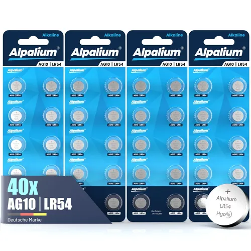 LR1130 AG10 LR54 Knopfzellen Batterien 40 Stück Alpalium Alkaline für Uhren