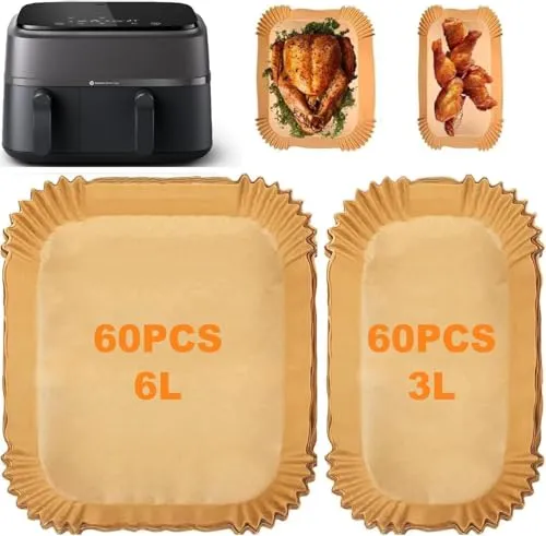 Stück Luftfritteusen-Backpapier für vPhilips Dual Basket Airfryer 3000-Serie 6L/3L, 5000-Serie 6L/3L, Tefal Easy Fry EY901810 EY905D (5,2L/3,1L), Philips NA352/00, NA550/00 120