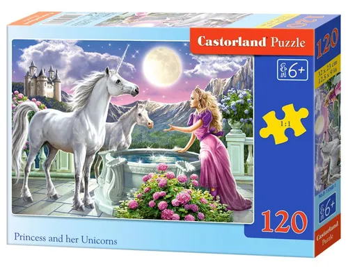 Puzzle 120 elementów Princess and her Unicorns CASTORLAND B-13098 5904438013098