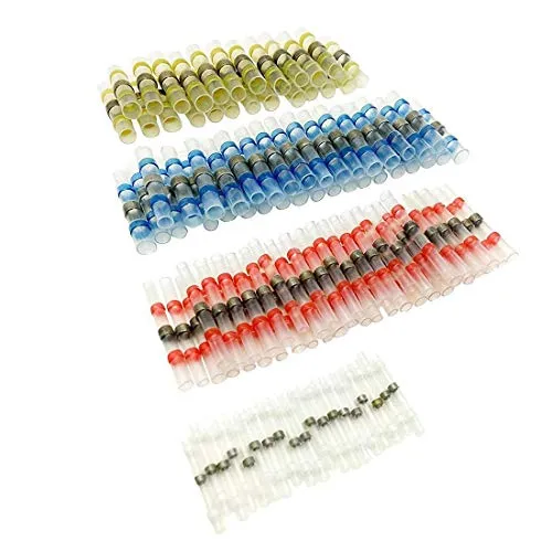 Sopoby Lötverbinder, 4 Verschiedene Größen Schrumpfverbinder Stoßverbinder Quetschverbinder Kabelverbinder,50 pcs Lötverbinder Set Sortiment