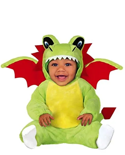 FIESTAS GUIRCA Drache Baby Kostüm (12-18 Monate) - Kostüme für Baby - Verwandeln Sie Ihr Baby in einen lustigen Drachen mit Overall, Kapuze, Flügeln und Schwanz. Ideal für Halloween und Themenpartys, mit feuerhemmenden Eigenschaften für mehr Sicherheit.