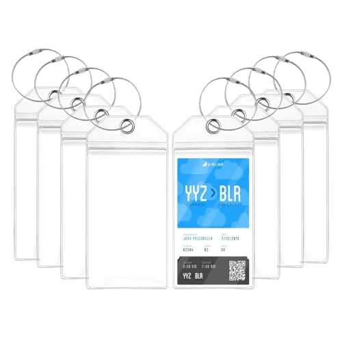Transparenter Kofferanhänger für Kreuzfahrten - 8er Set - Koffer- & Taschenanhänger: Robuste, wasserfeste Anhänger mit Metallband für sichere Befestigung. Ideal für stressfreie Reisen und einfache Identifikation Ihres Gepäcks.