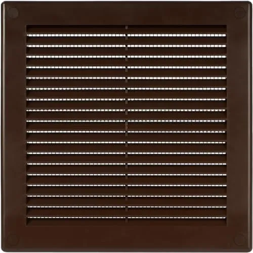 Vent Systems 200 x 200 mm Braune Lüftungsabdeckung – Flache, Quadratische Lüftungsschlitze – Integrierter Fliegengitter – HVAC-Lüftungsöffnungen für Badezimmer, Heimbüro