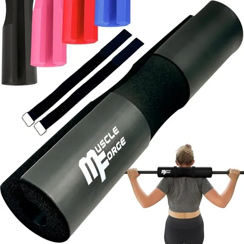 MuscleForge Langhantel Polster mit Nackenschutz - Hip Thrust & Squat Barbell Pad mit 2 Schlaufen - EVA Polster für Langhantel - Barbell Pad für Krafttraining, Fitness Männer & Frauen