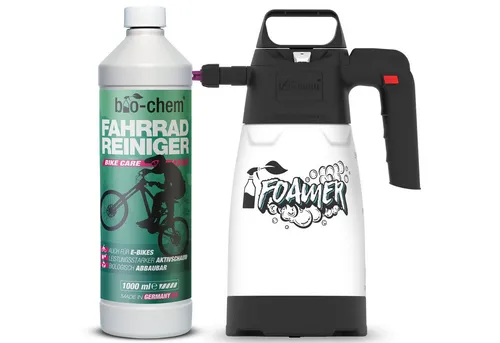 bio-chem Fahrradreiniger 1000 ML - Biologisch abbaubarer Zweiradreiniger - Fahrrad-Pflegemittel mit kraftvollem Aktivschaum, entfernt hartnäckigen Schmutz und schont Materialien wie Carbon, Aluminium und Stahl.