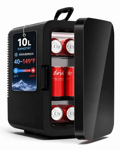 Kismile Mini Kühlschrank 10 L für Auto & Camping, Schwarz in schwarz von Kismile