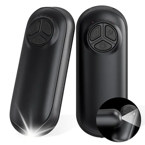 Miaton Elektrischer Handwärmer mit Taschenlampe, Taschenwärmer Wiederverwendbar 6000 Mah, Aufladbar Taschenofen Hand Warmers Outdoor Camping Heizung Geschenke für Männer Frauen Kinder