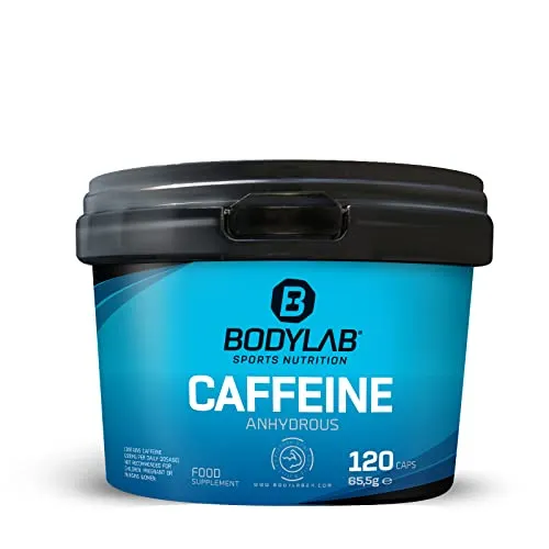 Bodylab24 Caffeine 120 Kapseln, mit 200mg Koffein je Tagesdosis von 1 Kapsel, der Koffeinkick für dein Training