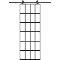 vidaXL Schiebetür mit Beschlag 76x205 cm aus ESG-Glas & Aluminium - Moderne Haustür mit platzsparendem Design, aus robustem ESG-Glas und langlebigem Aluminium für höchste Stabilität und Sicherheit. Ideal für stilvolle Inneneinrichtungen.