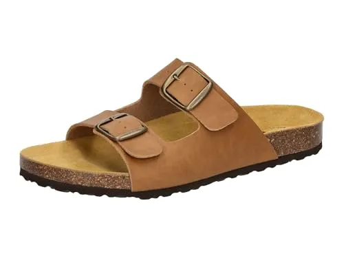 Lico Bioline Man Pantolette, braun, 41 EU - Clogs & Pantoletten für Herren mit verstellbaren Schnallen und dämpfungsaktiver EVA Laufsohle für hohen Tragekomfort.