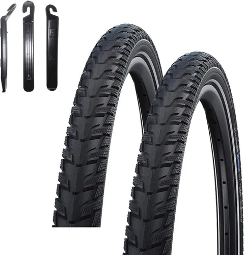 Schwalbe Energizer Plus Tour ADDIX E Fahrrad E-Bike Reifen in Schwarz mit Reflex 40-622 (28 x 1.50) inkl. 3 Reifenheber 2 x