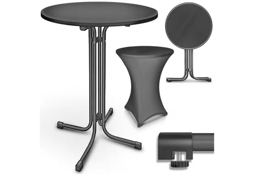 tillvex® Gastro Stehtisch klappbar Ø60cm anthrazit - wetterfester Partytisch - Gartentisch klappbar, fertig montiert und ideal für Innen & Außen. Mit kratzfester, hitzebeständiger Tischplatte und platzsparender Klappfunktion für einfache Handhabung.