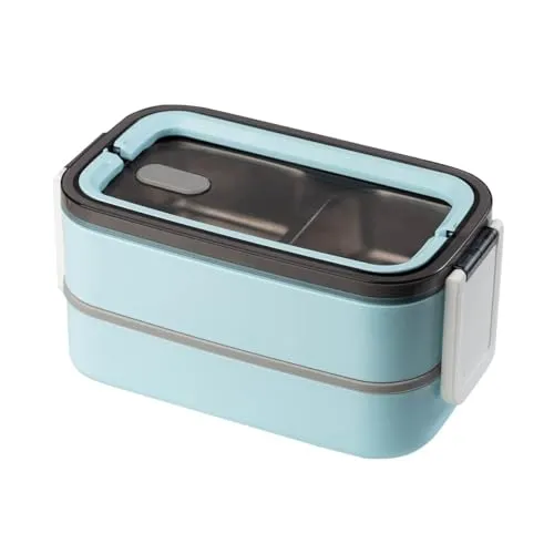 feyiubmen Lunchbox mit 3 Fächern,Brotdose Mikrowellengeeignet Edelstahl,Thermo Bento Box für Erwachsene,Brotzeitbox Metall Auslaufsicher, BPA-frei Lunch Box Bentobox