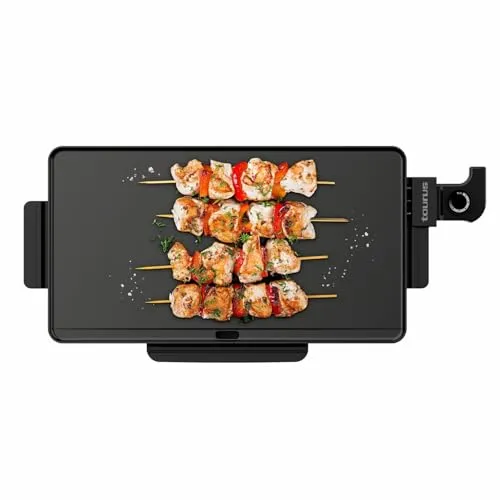 Taurus - Elektrische Grillplatte Steakmax 2200 | 2200W | Antihaftbeschichtung ohne PFOA | Große Fläche 49x27 cm | Abnehmbare Fettauffangschale | Temperaturregelung | Rutschfeste Füße | Schwarz