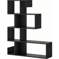 Costway Bücherregal 4 Ebenen Treppenregal 80 x 22 x 100 cm Schwarz - Stylisches 5-stufiges Bücherregal in S-Form, ideal für die Präsentation von Büchern und Deko. Mit stabiler Konstruktion und Kippsicherungen für zusätzliche Sicherheit. Passt perfekt in jede Ecke Ihres Zimmers.