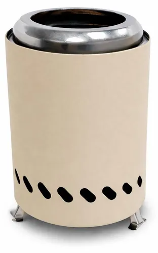Tischkamin für Balkon, Garten und Terrasse mit 2 kg Holzpellets und Holzschaufel – Beige – 14,5 x 14,5 x 19,5 cm