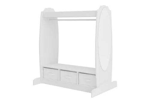 [en.casa] Kindergarderobe Moskenes mit Spiegel - Garderobe für Baby- & Kleinkinderzimmer mit großzügigem Stauraum, inklusive Kleiderstange, Faltboxen und praktischem Spiegel für einen modernen Look.