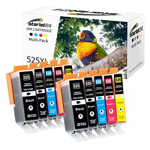 Starlet24 Kompatibel Druckerpatronen für Canon PGI-525 CLI-526 Patrone | für Pixma IP4850 IP4950 IX6550 MG5150 MG5250 MG5340 MG5350 MG6150(2 PGBK 2 Schwarz 2 Cyan 2 Magenta 2 Gelb)