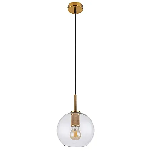 Glaskugel Hängelampe 3-flammig aus Messing und Glas - Stilvolle Hängeleuchte für Ess- und Wohnbereich, höhenverstellbar bis 1,2 m, individuelle Lichtgestaltung mit E27-Leuchtmitteln, modernes Design in messing und klar.