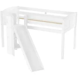 Schönes Spielbett für Kinder mit Rutsche 90x200 Kiefer weiß - Vielseitiges Spielbett mit Rutsche und Versteckmöglichkeiten. Ideal für Kinder bis 10 Jahre, aus hochwertigem Kiefernholz gefertigt. Fördert kreatives Spielen und sicheres Schlafen.