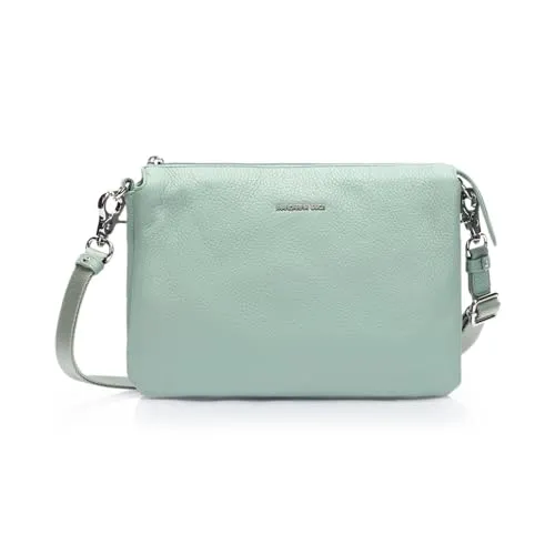 Mandarina Duck Damen Crossover Mellow Leather, Iceberg Green - Umhängetasche aus italienischem Leder, nachhaltig verarbeitet mit verstellbarem Riemen und sicherem Reißverschluss für stilvolle Mobilität.