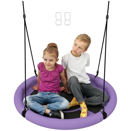 AIYAPLAY Nestschaukel Ø98 cm - Verstellbare Kinderschaukel bis 150 kg - Schaukeln für Kinder von 3-8 Jahren, robust und pflegeleicht, fördert Gleichgewicht und Koordination. Ideal für den Garten und leicht anpassbar!
