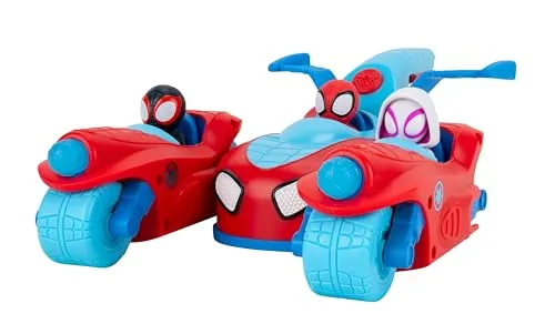 Jazwares Spidey und Seine erstaunlichen Freunde Marvel Spidey Team Split Racer – 21,6 cm DREI-in-Eins-Fahrzeug mit Web-Darts, Soundeffekten und Sätzen