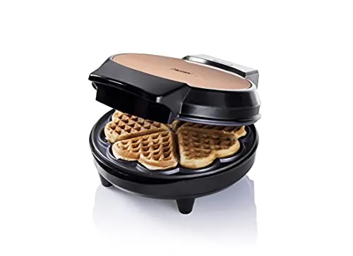 Bestron Waffeleisen AWM700CO - Waffelautomat für 5 Herzwaffeln, 700 Watt mit Antihaftbeschichtung für fettfreies Backen und gleichmäßige Bräunung