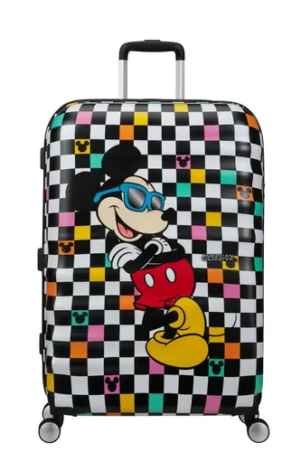 American Tourister Wavebreaker Disney FL - Großer Spinner Koffer 77 cm, 96 L, langlebig und umweltfreundlich mit Mickey Check Design
