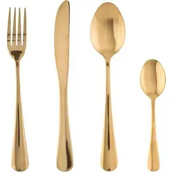 Secret de Gourmet - 16-teiliges goldenes Spülbecken-Set - Elegantes 16-teiliges Besteckset in gold, ideal für festliche Anlässe und stilvolle Tischdekoration.