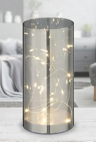 1.06 LED Lichterglas mit Timer - Warmweiße Draht Lichterkette - Elegantes LED Lichterglas in Silber mit warmweißer Beleuchtung und Timer-Funktion. Ideal für gemütliche Tischdekorationen. Größe: 20 cm x 9 cm. Batteriebetrieben (3x AA, nicht enthalten).