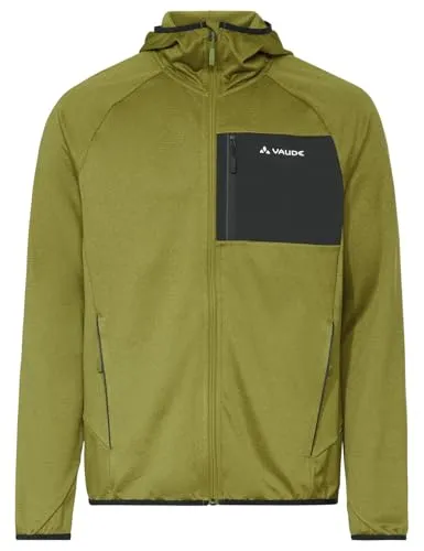 Vaude Herren Tekoa Fleece II Jacke - Größe L, Grün - Leichte und elastische Fleecejacke mit Kapuze, ideal für aktive Herren. Sie trocknet schnell und sorgt für optimalen Tragekomfort beim Bergsteigen.