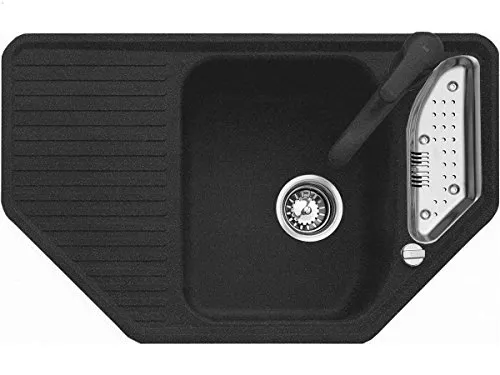 Teka Texina 45 E-TG - Granitspüle für Eckschränke - Eckspüle aus hochwertigem Granit, ideal für Küchen mit Platzbedarf. Mit 1 Hahnloch und Excenter für einfache Bedienung, perfekt für Schränke ab 90 cm.