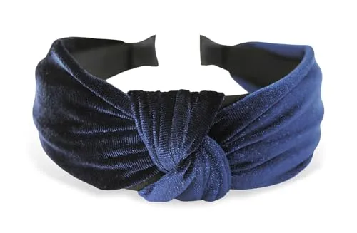 axy Breiter Haarreif aus Samt mit Knoten Damen Stirnband Haarschmuck Haarreifen Haarband Hairband HR35S (Blau)