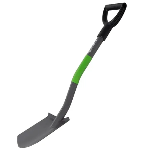 KADAX Gärtnerspaten mit Metallstiel, Robuster Gartenspaten, Spaten mit D-Griff, Kleine Metallgartenschaufel, Gartenschaufel, Gartenwerkzeug für Garten (Grün-Grau)