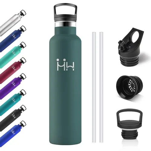 Trinkflasche Sport 1L, Thermosflasche Kohlensäure Geeignet, Auslaufsicher Wasserflasche mit Strohhalm, BPA-frei, Doppelwandige Vakuumisolierte, Isolierflasche für Sprudel, Camping, Reisen, Fahrrad