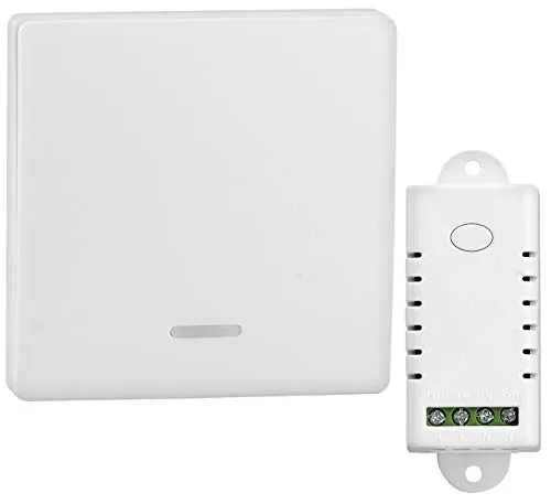 revolt Funkschalter: Batterieloser Funk-Ein/Aus-Schalter und Funk-Empfänger, 2.200 Watt (Kinetischer Funkschalter, Kinetischer Schalter, Unterputz-Lichtschalter mit Fernbedienung)
