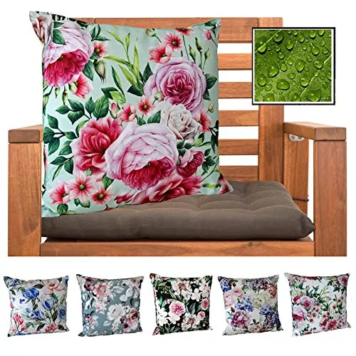 heimtexland ® Outdoorkissen Rosen Pink Grün in grün von Heimtexland